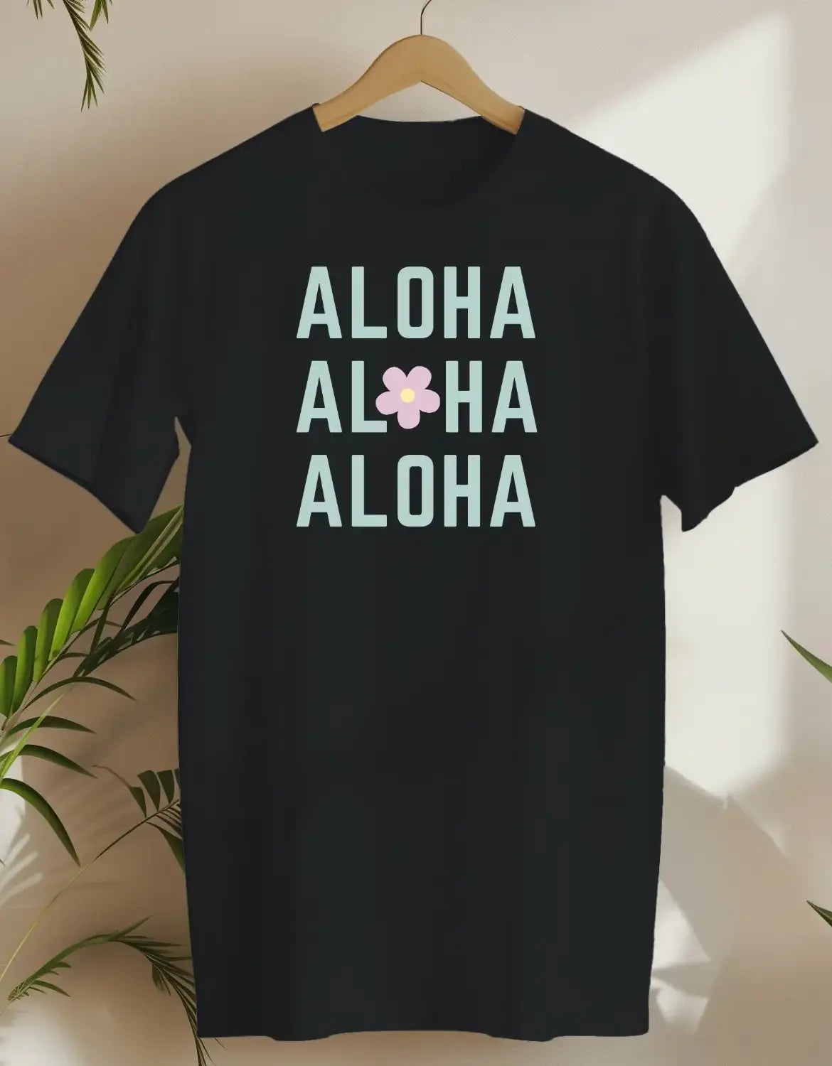Aloha Aloha Aloha Flower-T-shirt-Black-AMCC.STORE