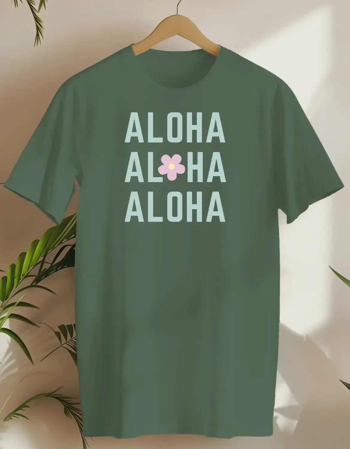 Aloha Aloha Aloha Flower-T-shirt-Military Green-AMCC.STORE