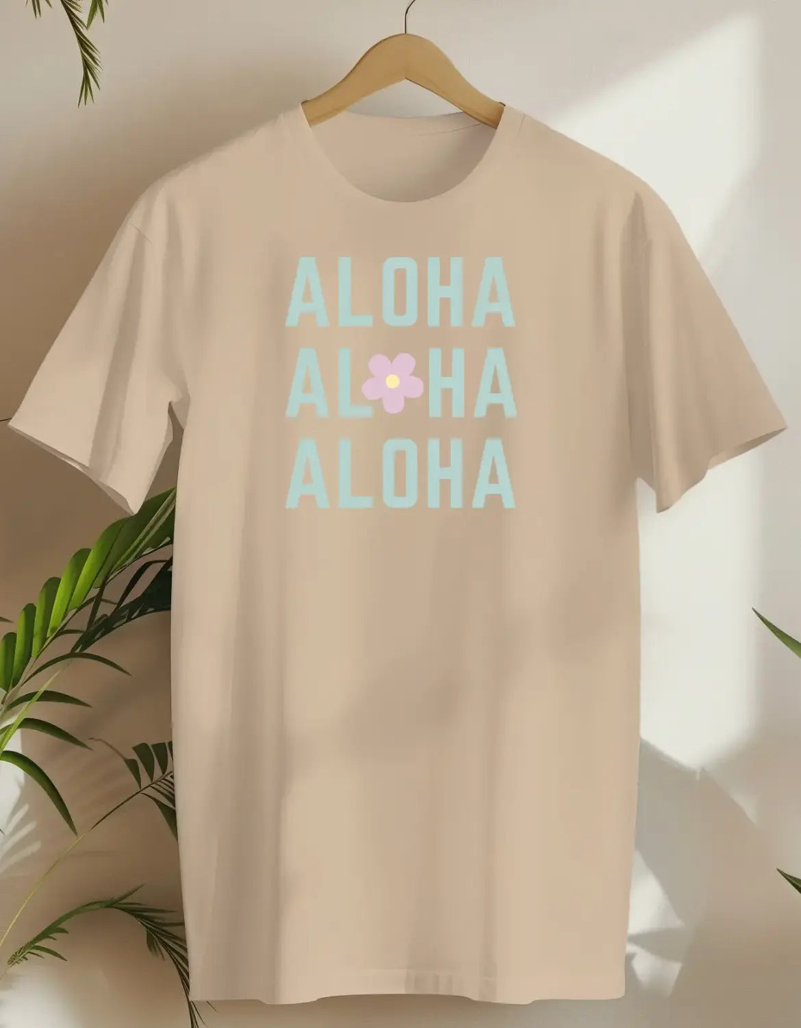 Aloha Aloha Aloha Flower-T-shirt-Sand-AMCC.STORE