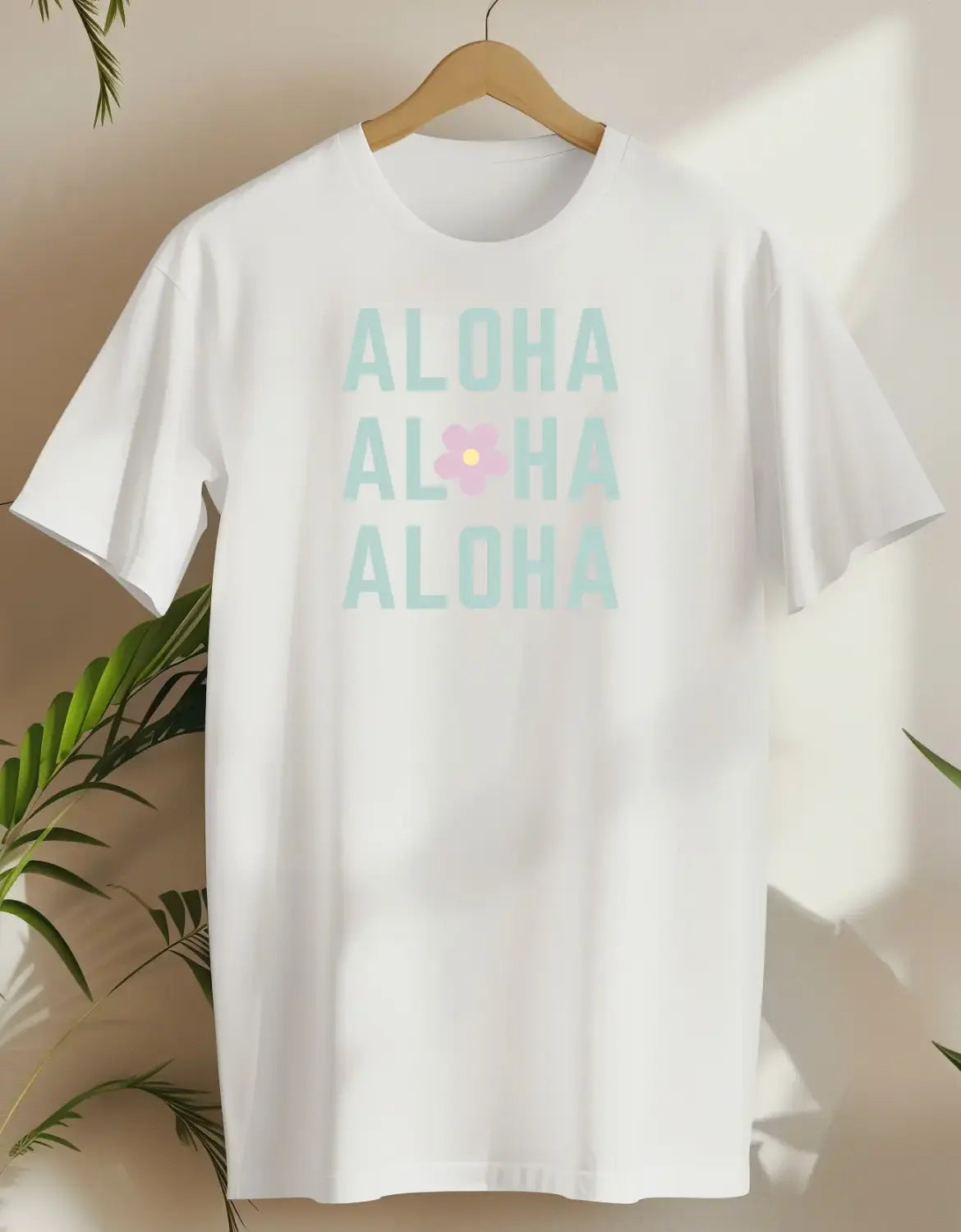 Aloha Aloha Aloha Flower-T-shirt-White-AMCC.STORE