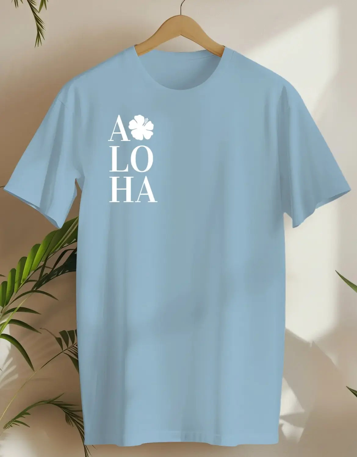 Aloha Flower-T-shirt-Light Blue-AMCC.STORE
