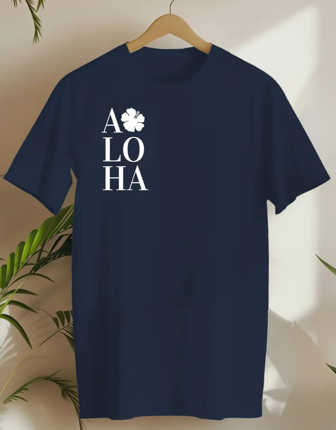 Aloha Flower-T-shirt-Navy-AMCC.STORE