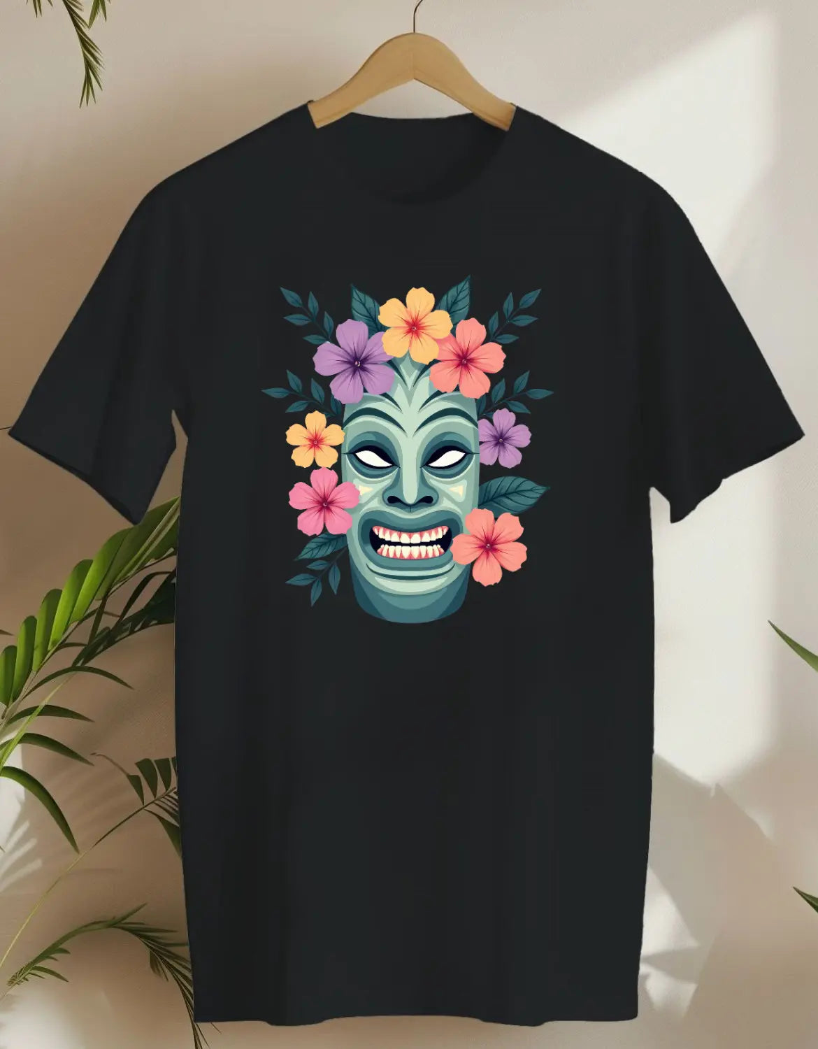 Floral Tiki-T-shirt-Black-AMCC.STORE