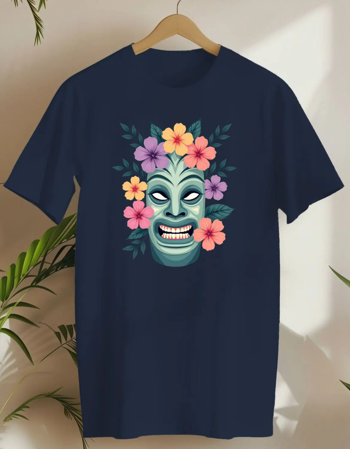 Floral Tiki-T-shirt-Navy-AMCC.STORE