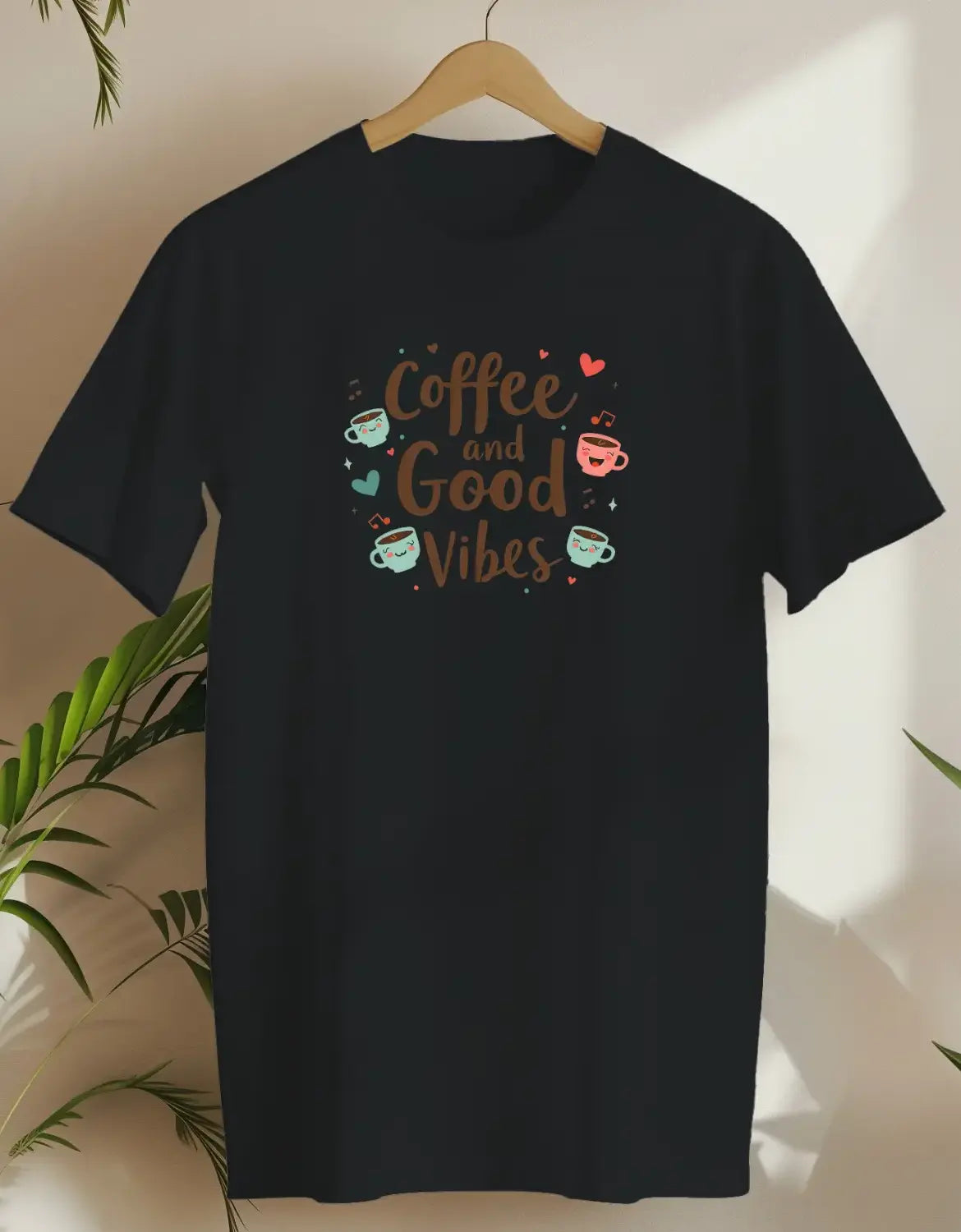 Happy Coffee And Good Vibes-T-shirt-Black-AMCC.STORE