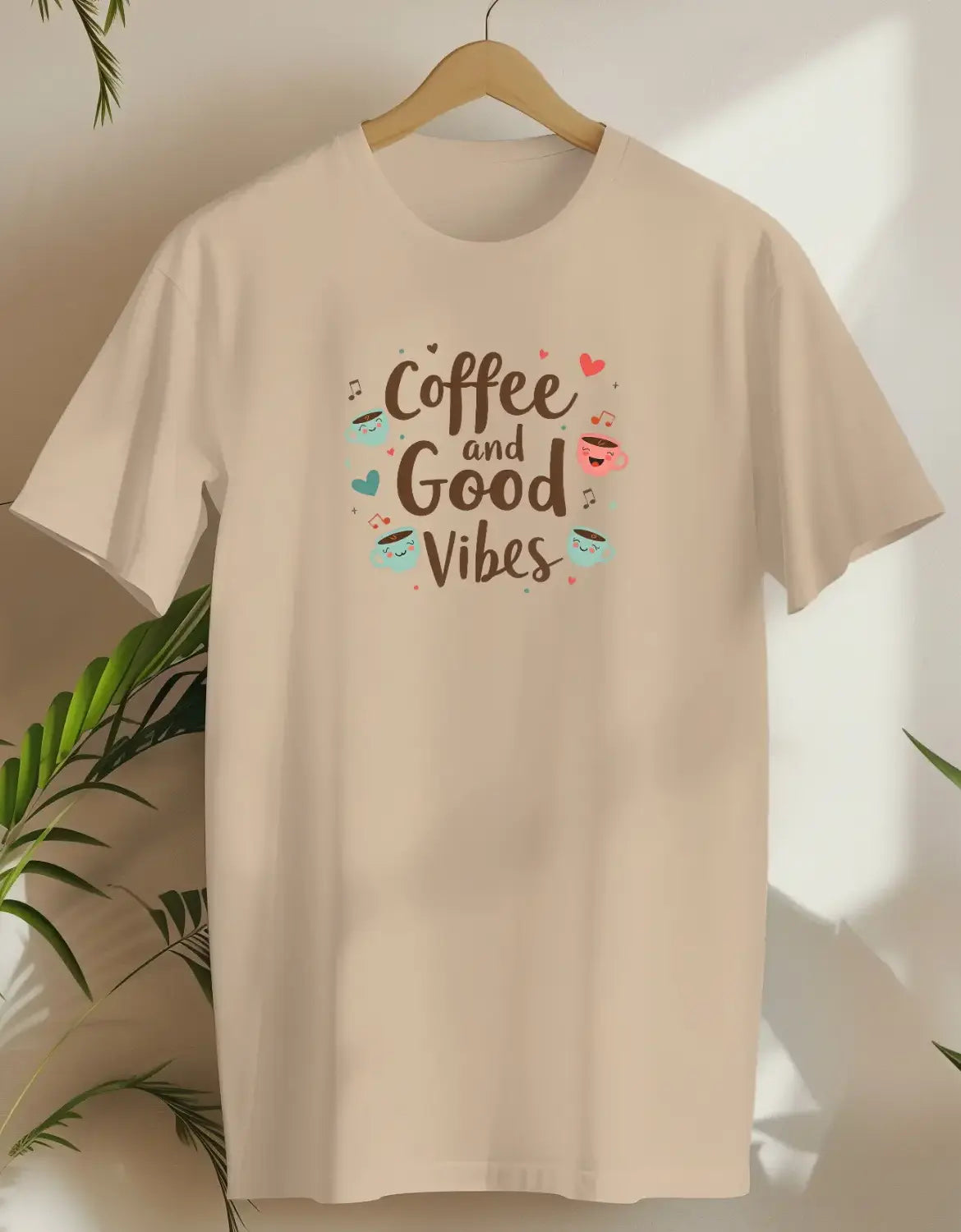 Happy Coffee And Good Vibes-T-shirt-Sand-AMCC.STORE