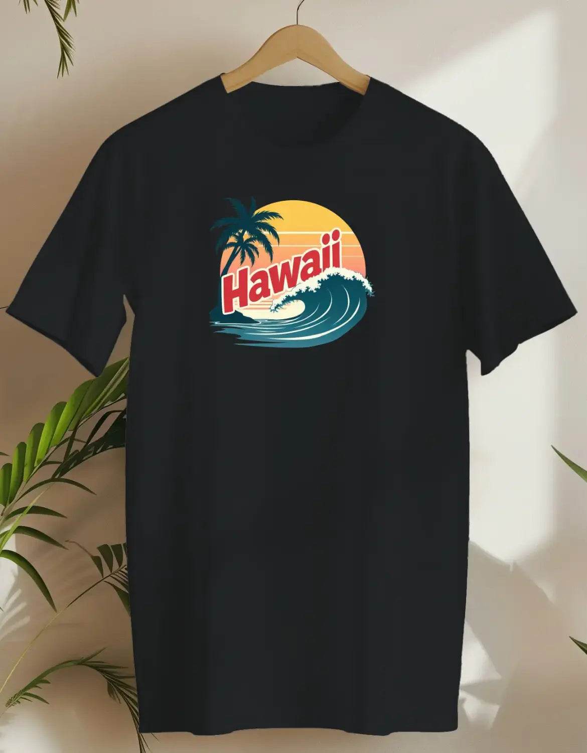 Hawaii Wave-T-shirt-Black-AMCC.STORE