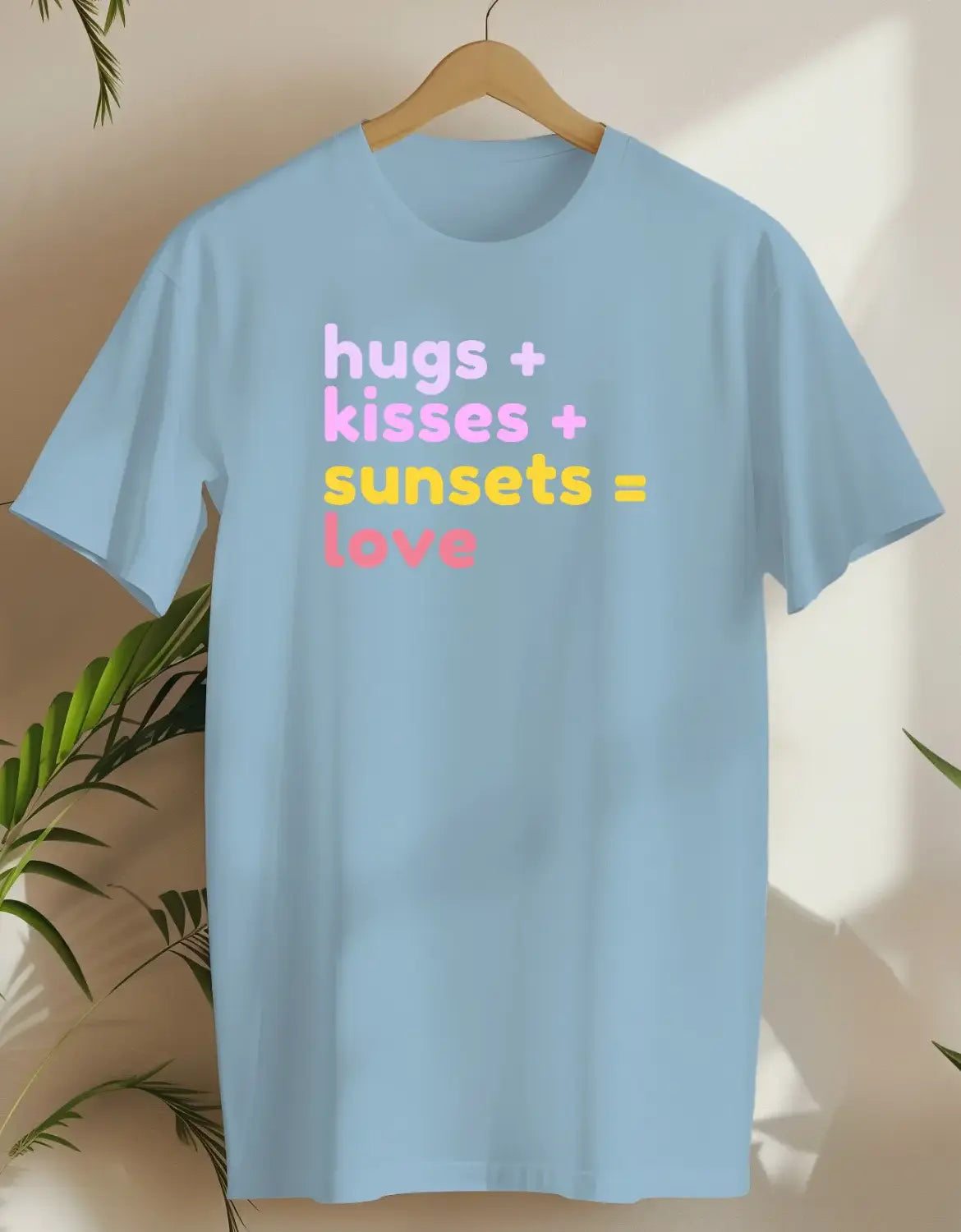 Hugs Kisses Sunsets Love-T-shirt-Light Blue-AMCC.STORE
