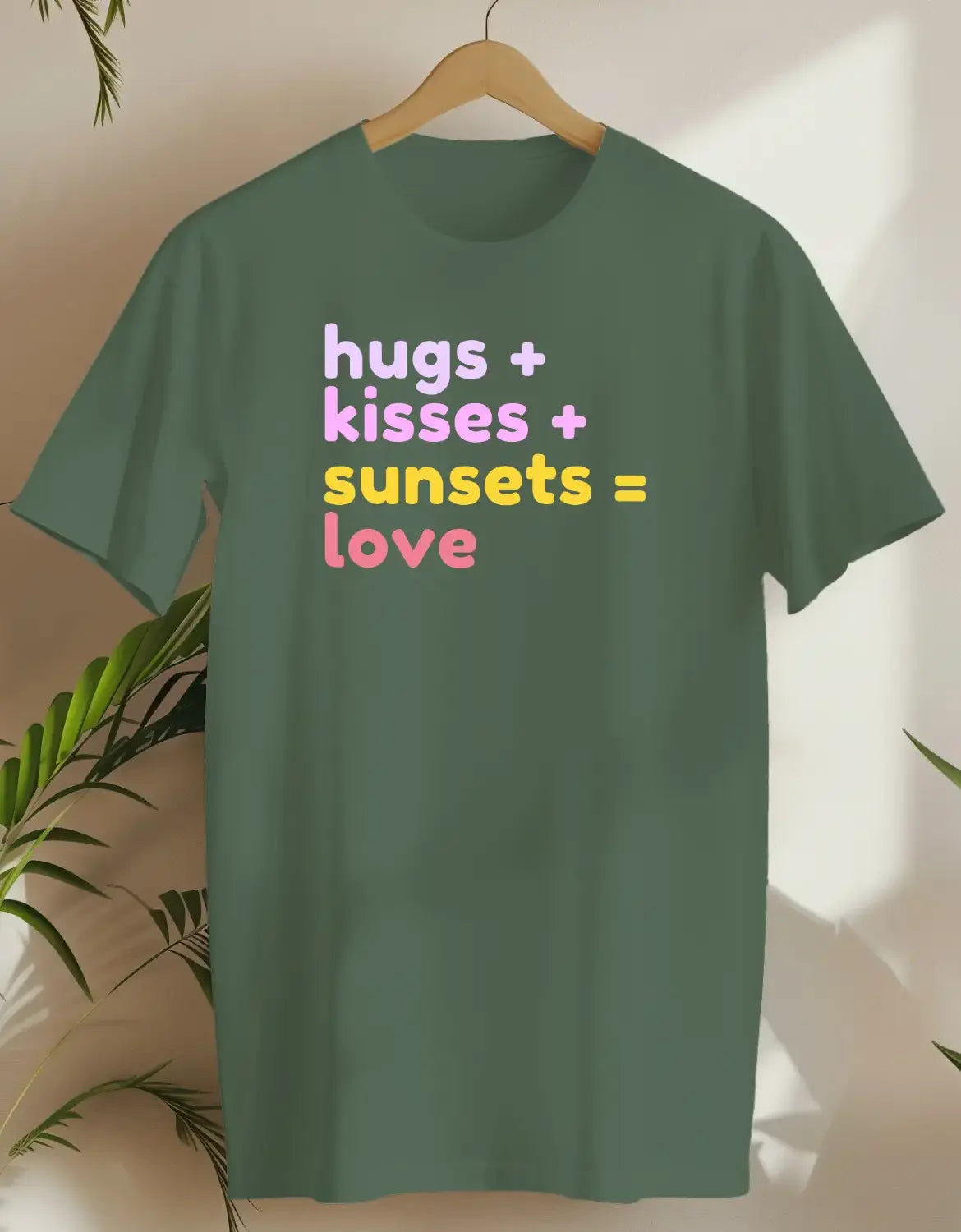 Hugs Kisses Sunsets Love-T-shirt-Military Green-AMCC.STORE