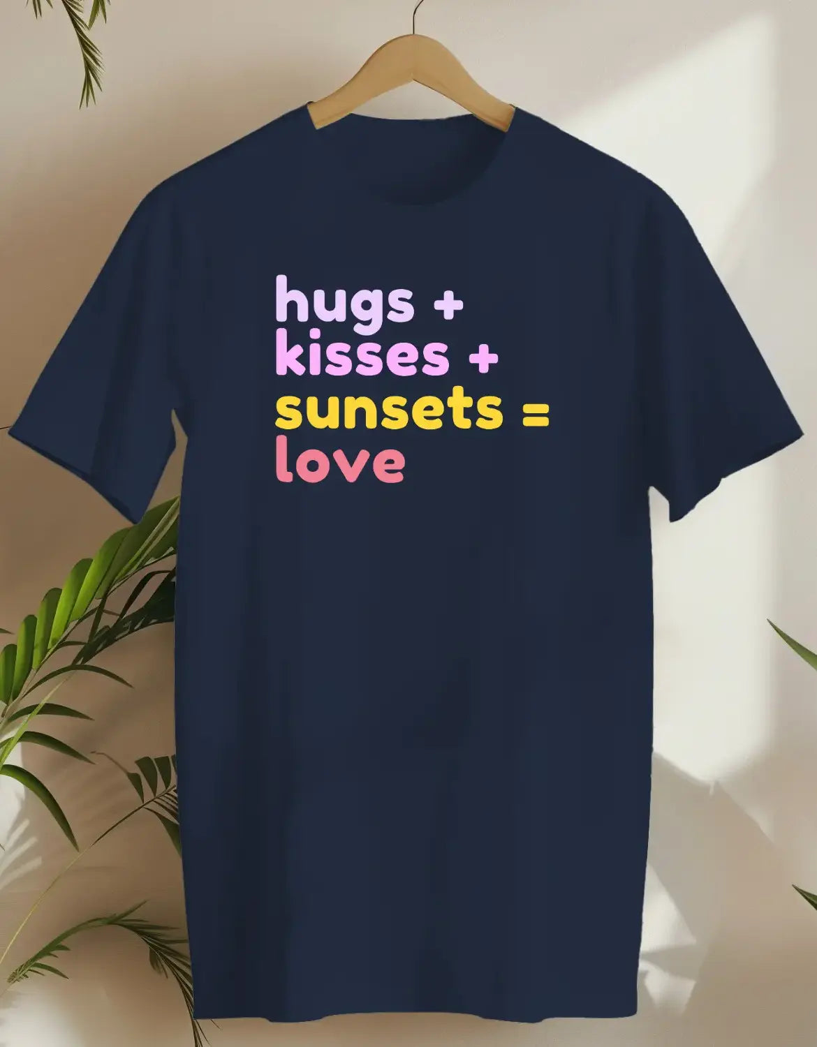 Hugs Kisses Sunsets Love-T-shirt-Navy-AMCC.STORE
