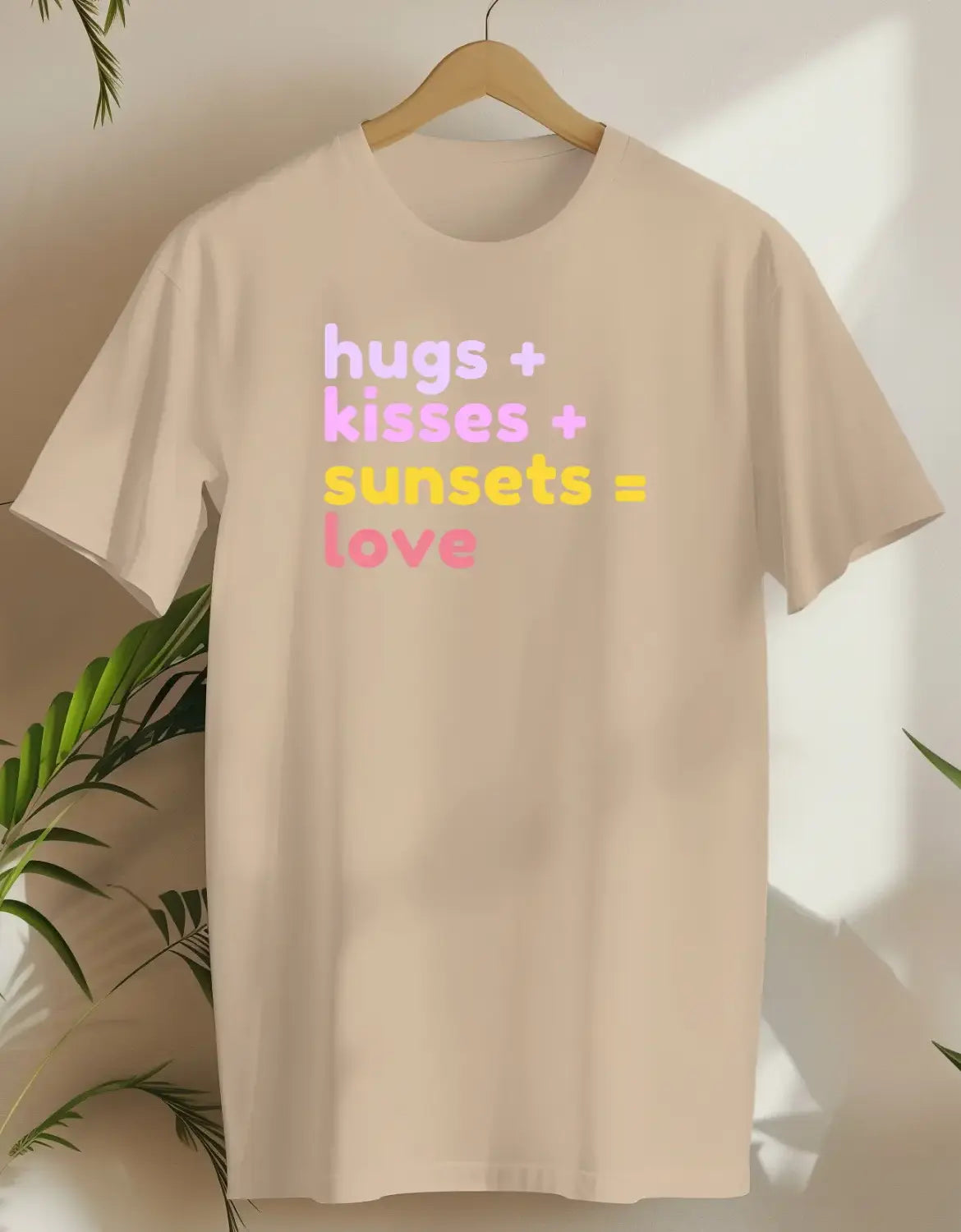 Hugs Kisses Sunsets Love-T-shirt-Sand-AMCC.STORE