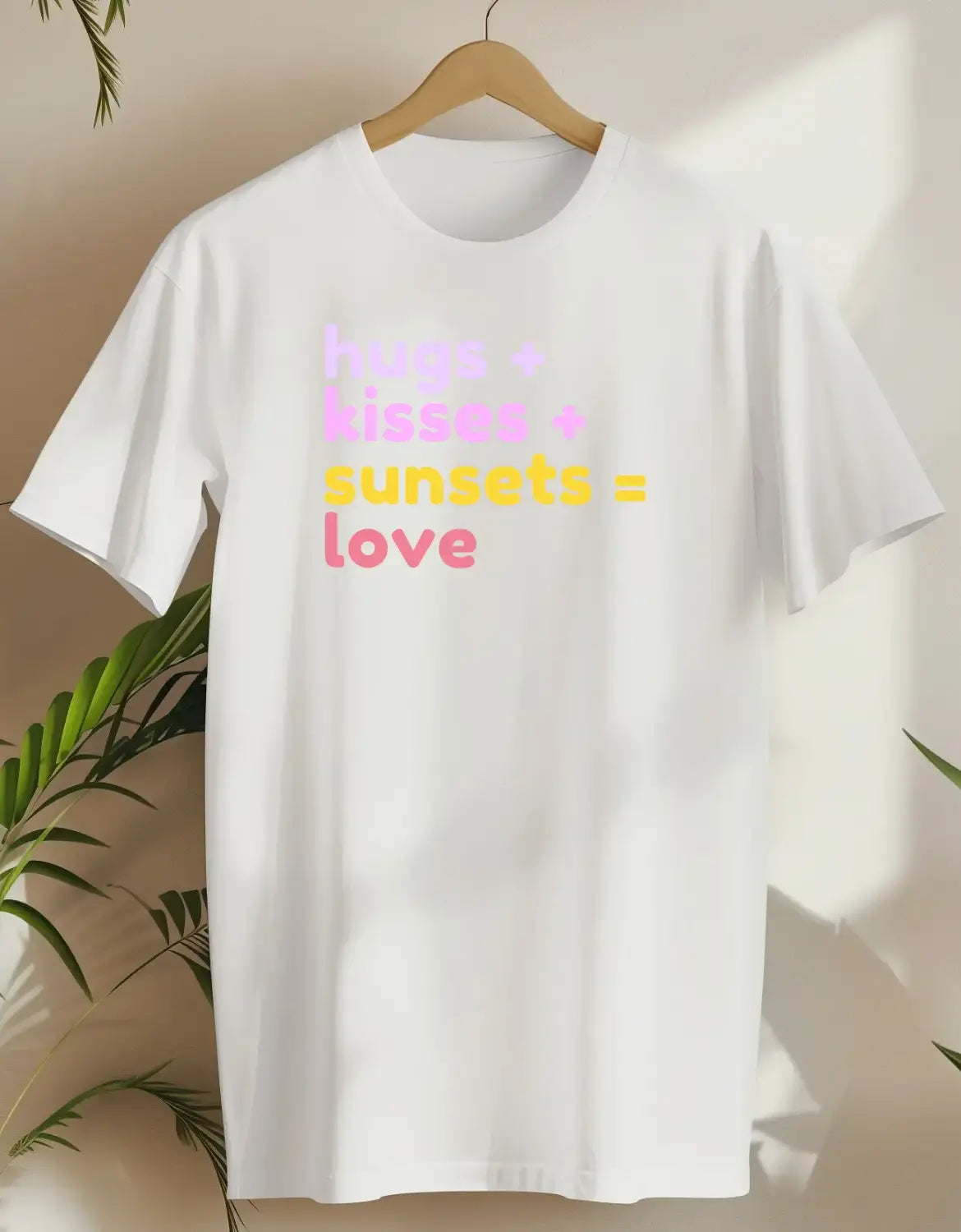 Hugs Kisses Sunsets Love-T-shirt-White-AMCC.STORE