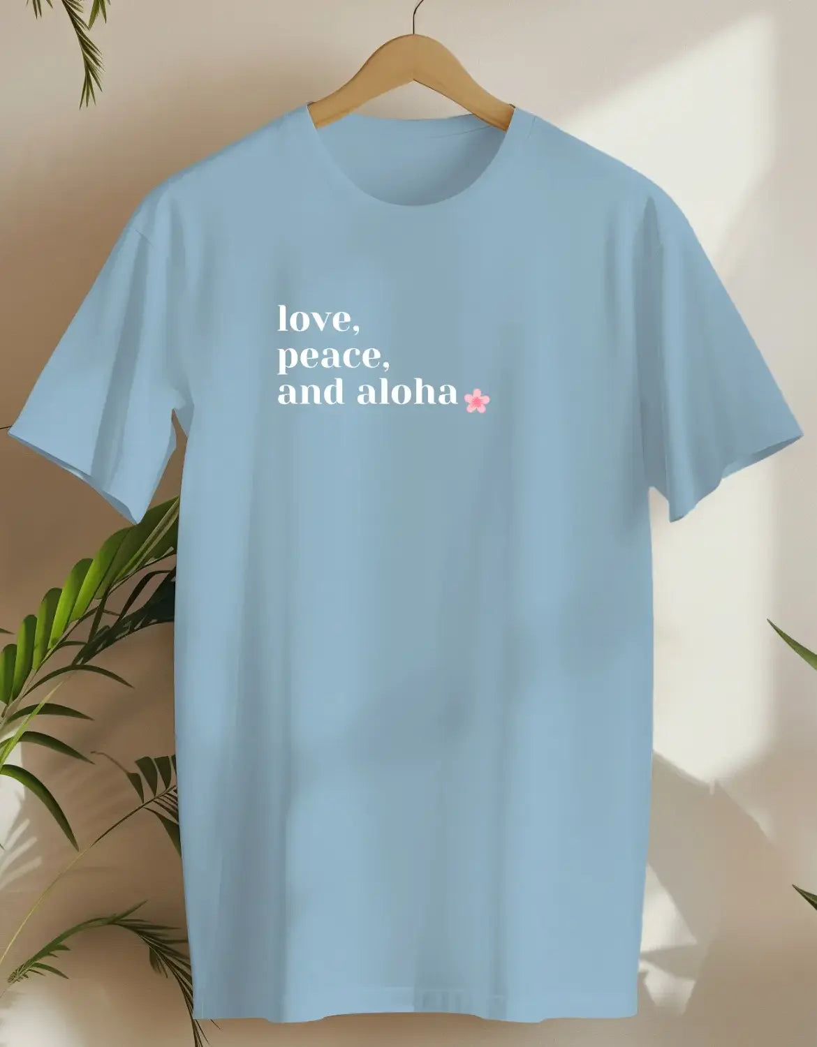 Love Peace And Aloha-T-shirt-Light Blue-AMCC.STORE