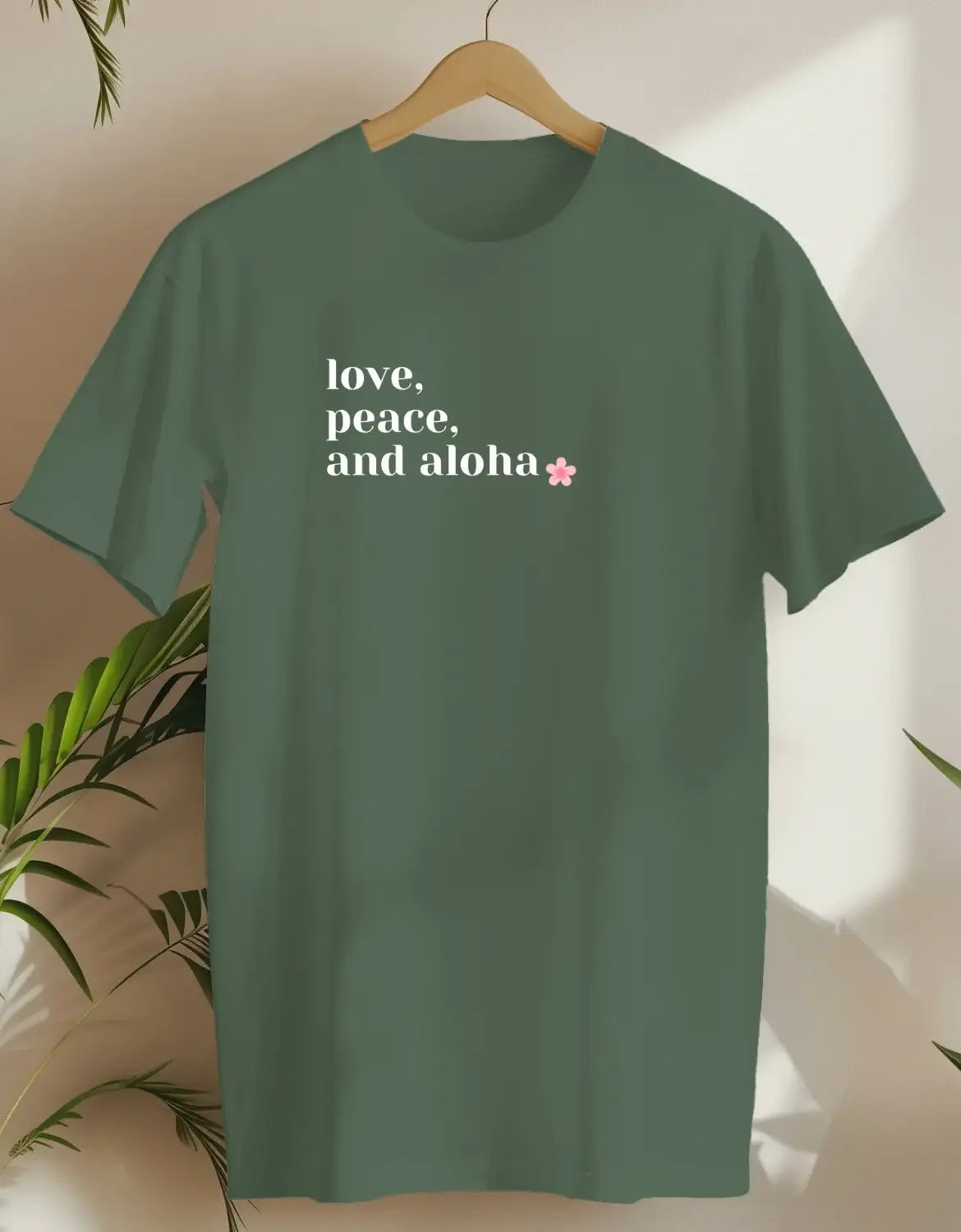 Love Peace And Aloha-T-shirt-Military Green-AMCC.STORE