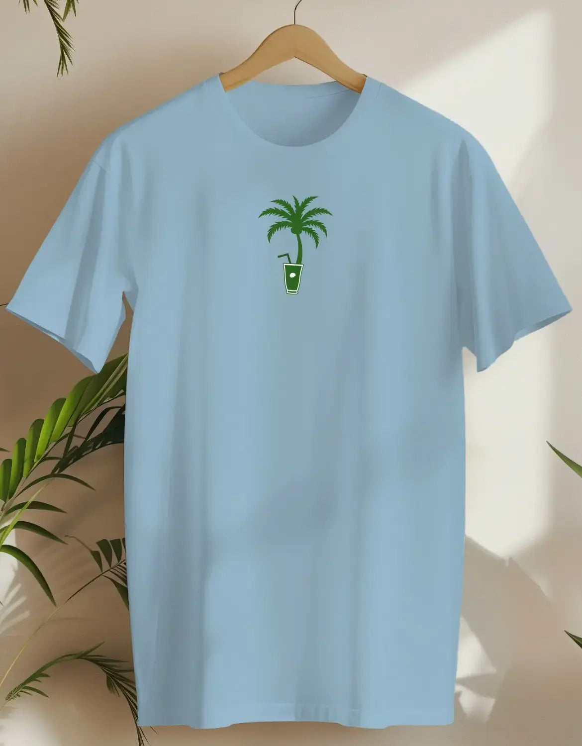 Palm Sip-T-shirt-Light Blue-AMCC.STORE