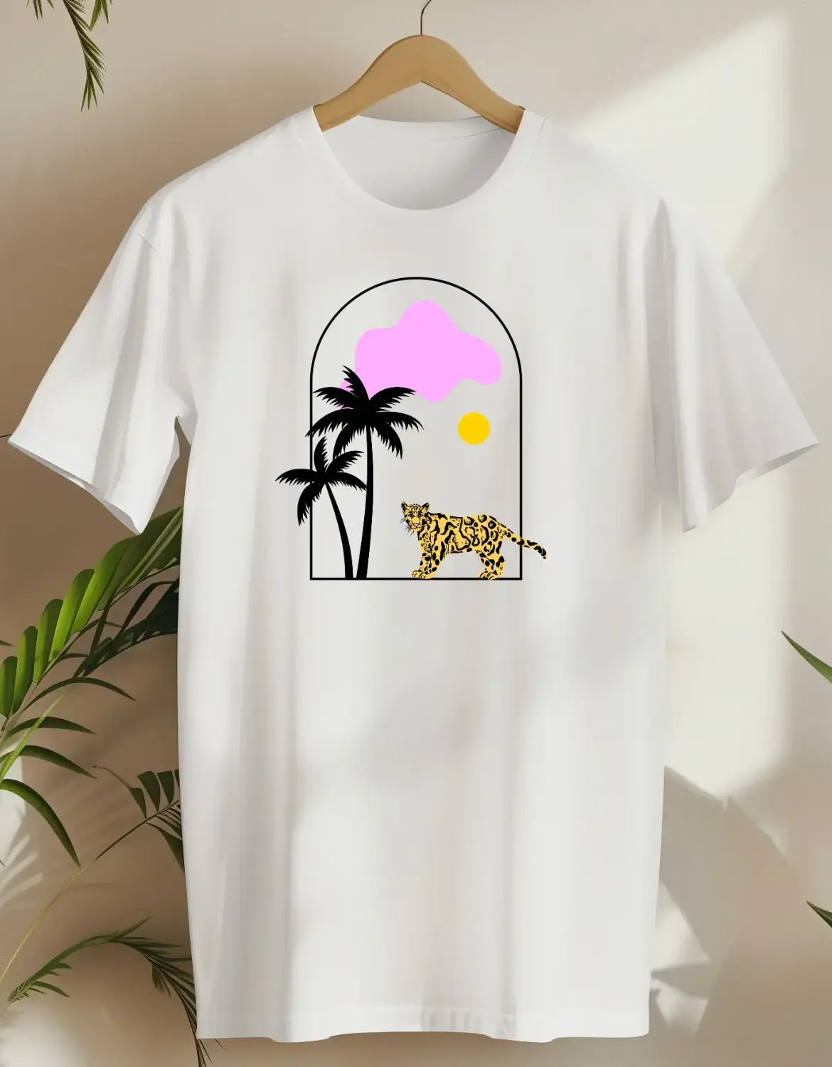 Palm Tiger Pink Sun-T-shirt-White-AMCC.STORE