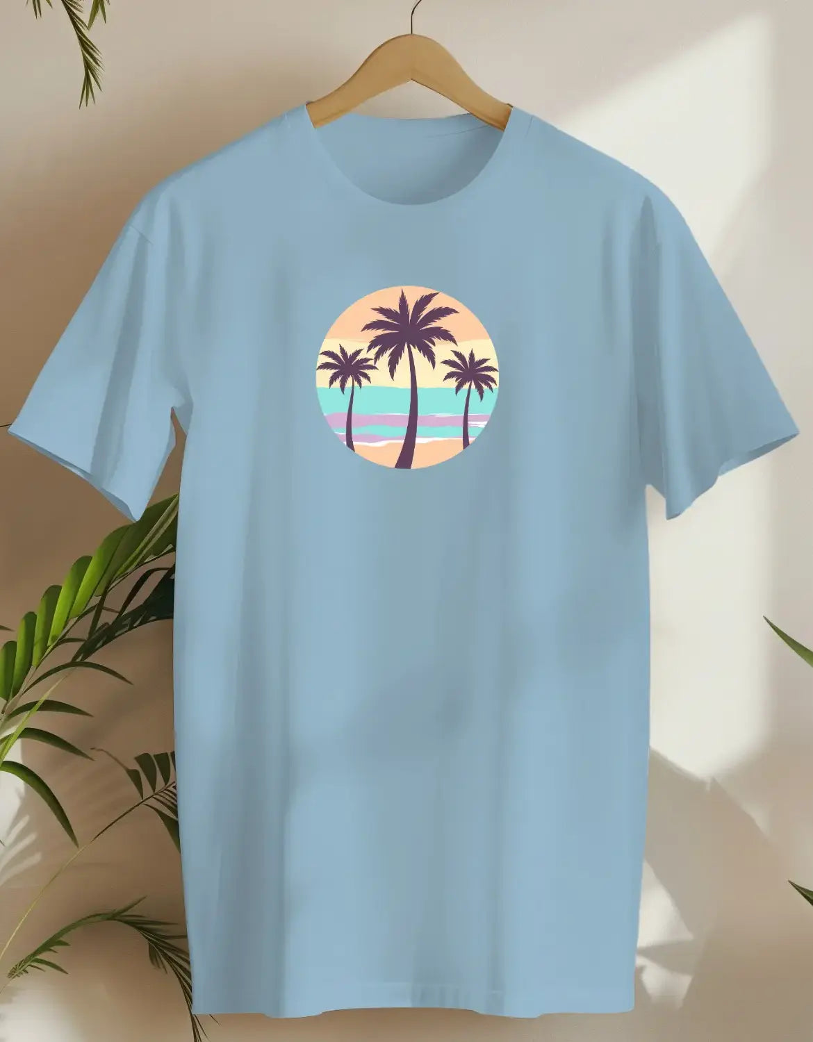Retro Palms-T-shirt-Light Blue-AMCC.STORE
