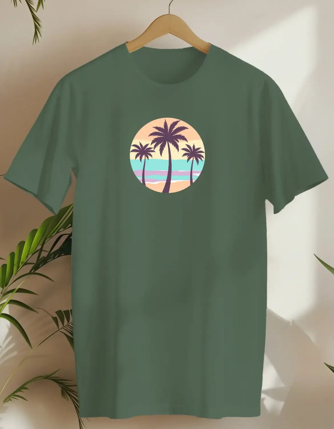 Retro Palms-T-shirt-Military Green-AMCC.STORE