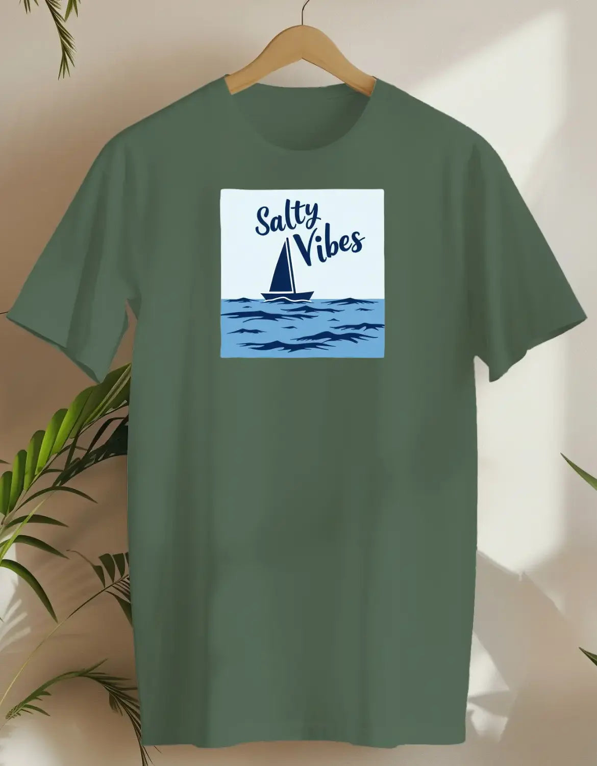 Salty Vibes 2-T-shirt-Military Green-AMCC.STORE
