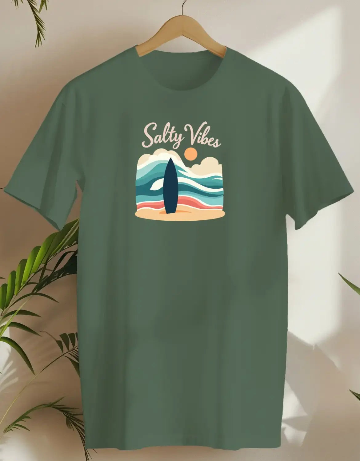 Salty Vibes 3-T-shirt-Military Green-AMCC.STORE