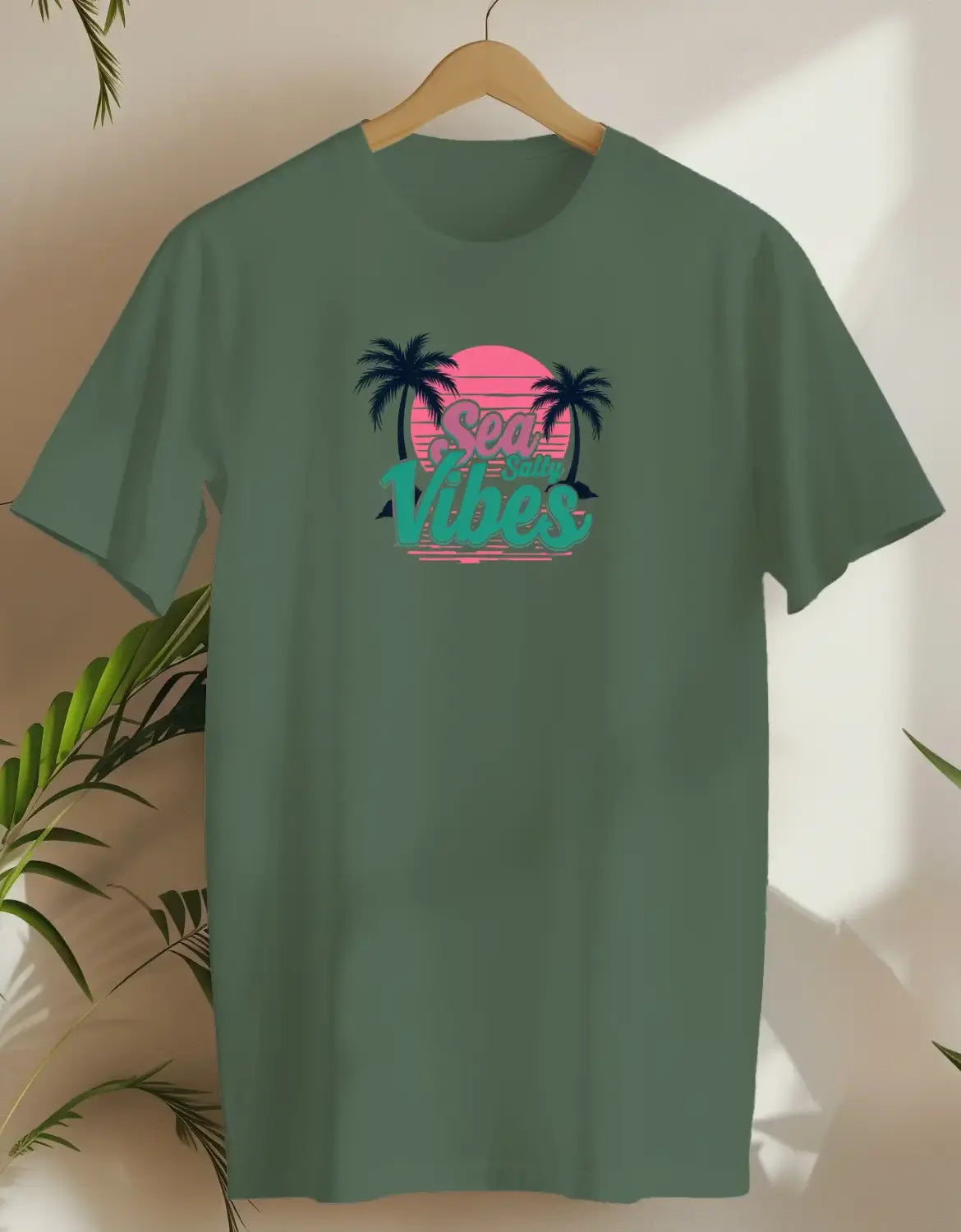 Sea Salty Vibes-T-shirt-Military Green-AMCC.STORE