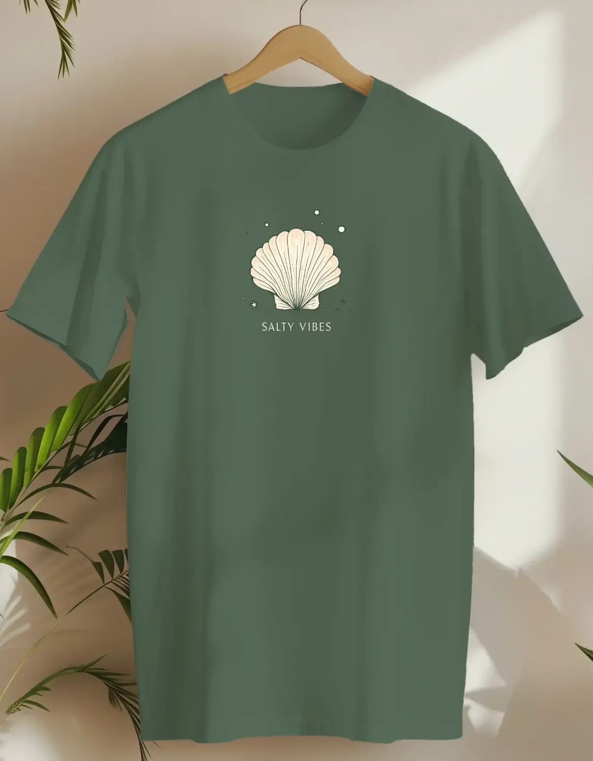 Shell Salty Vibes-T-shirt-Military Green-AMCC.STORE