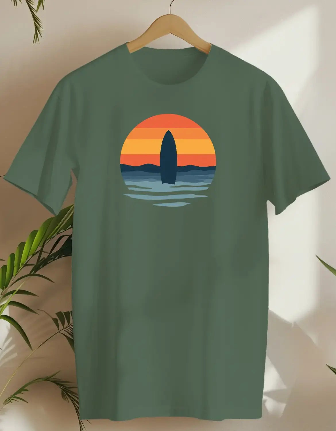 Sunset Surf-T-shirt-Military Green-AMCC.STORE