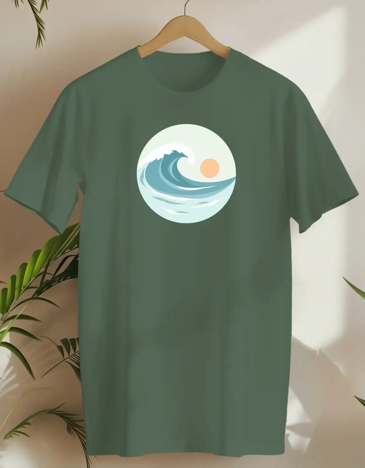 Sunset Waves 2-T-shirt-Military Green-AMCC.STORE