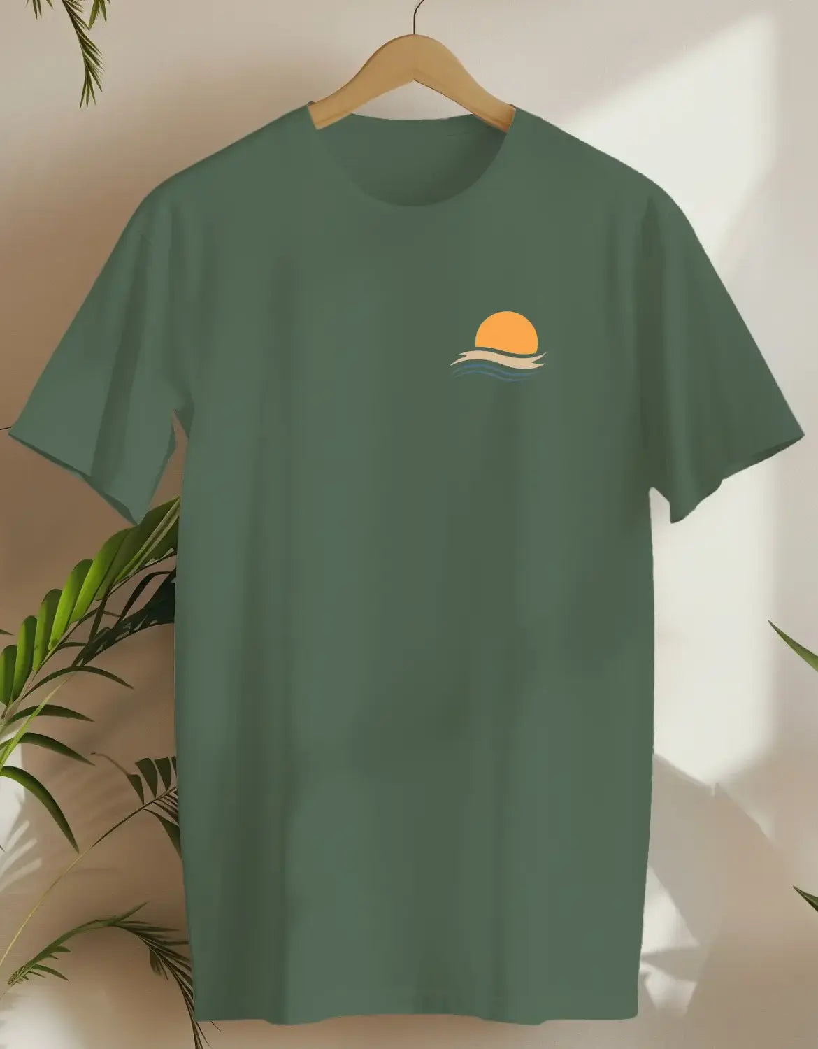 Sunset Waves-T-shirt-Military Green-AMCC.STORE