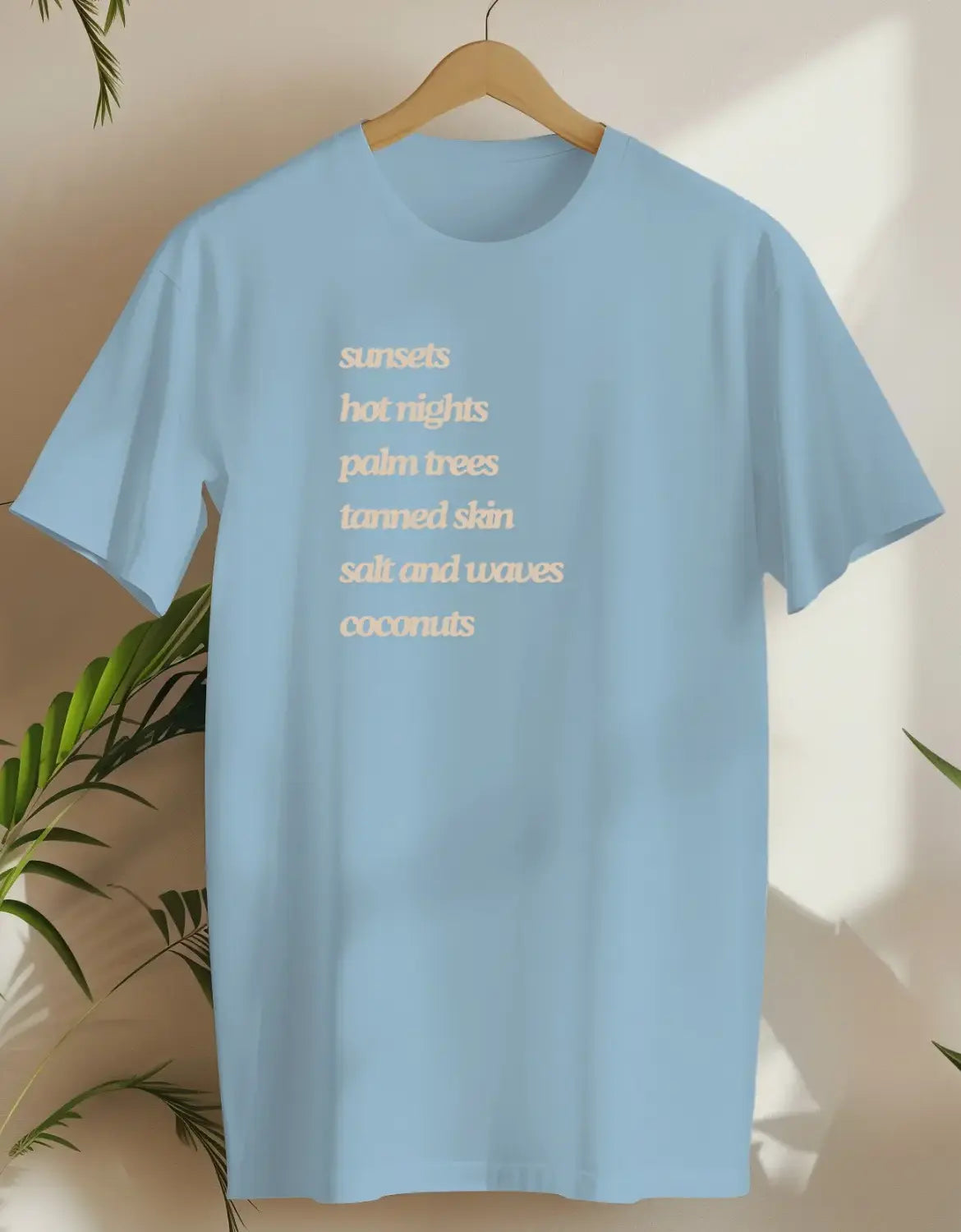 Sunsets Hot Nights-T-shirt-Light Blue-AMCC.STORE
