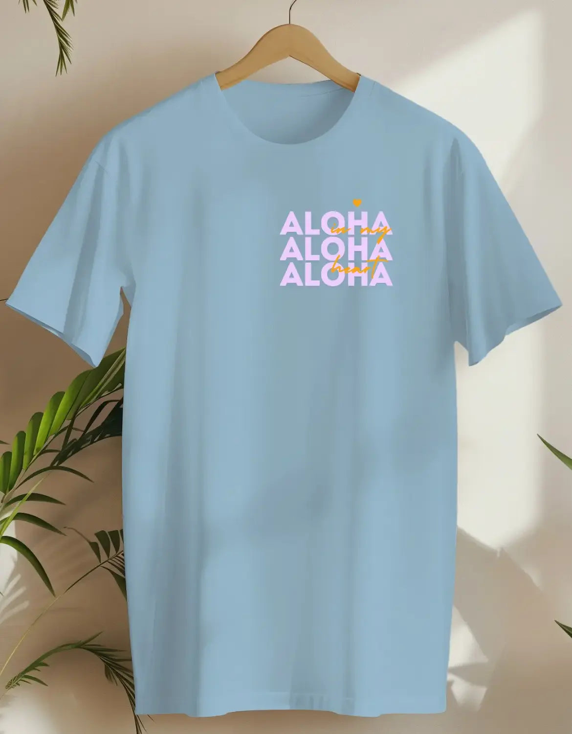 Aloha In My Heart Pink-T-shirt-Light Blue-AMCC.STORE