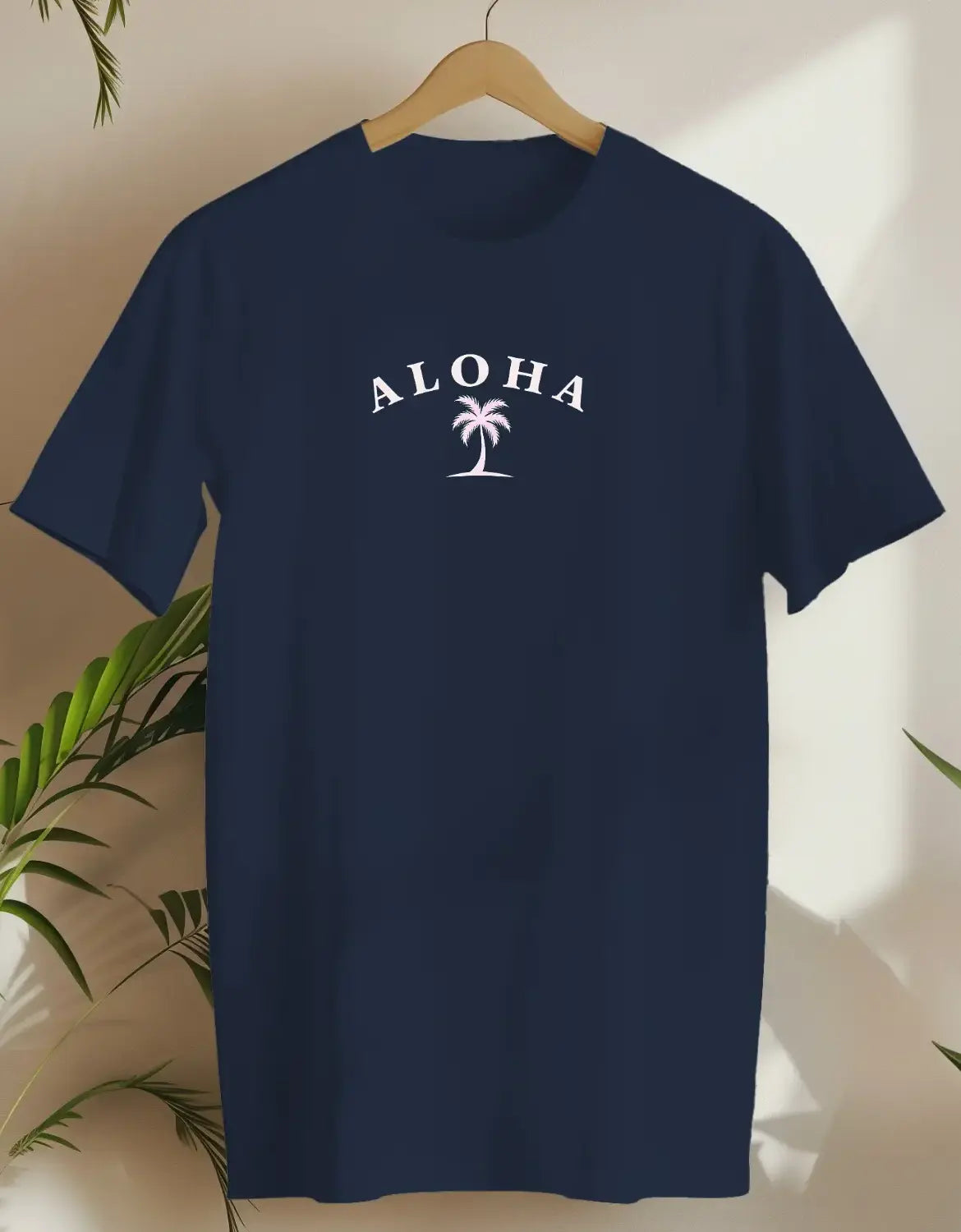 Aloha Palm Tree-T-shirt-Navy-AMCC.STORE