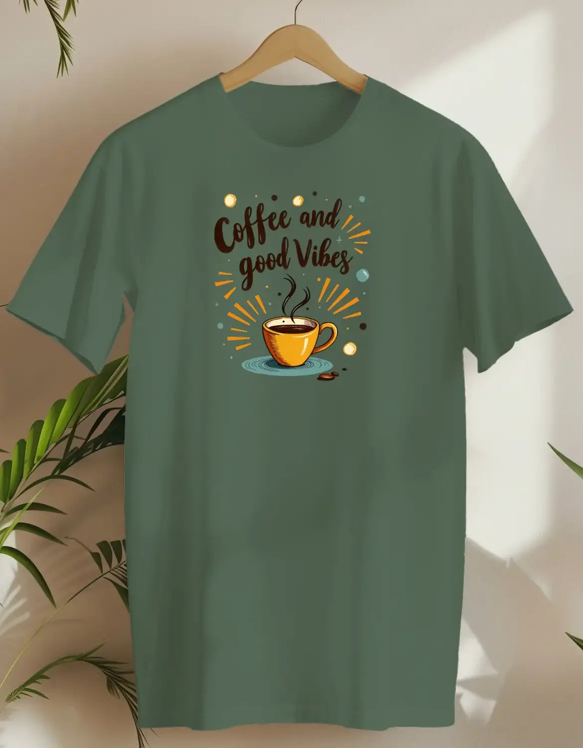 Coffee And Good Vibes 5-T-shirt-Military Green-AMCC.STORE