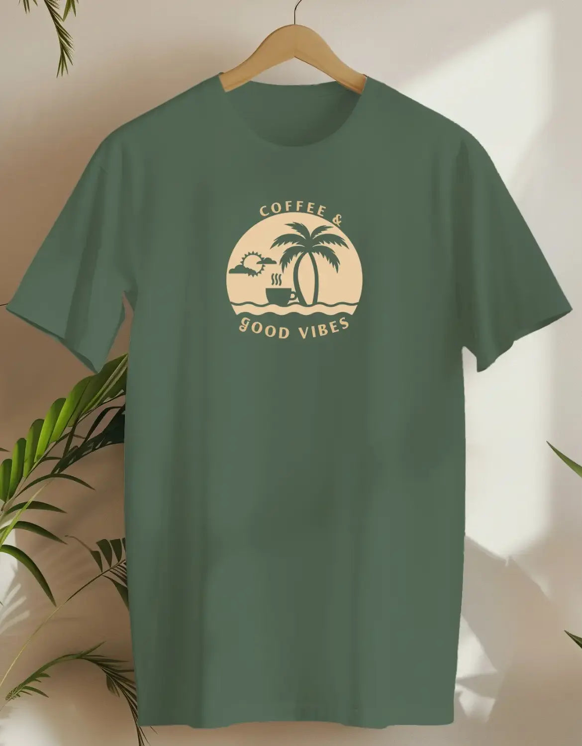 Coffee And Good Vibes 8-T-shirt-Military Green-AMCC.STORE