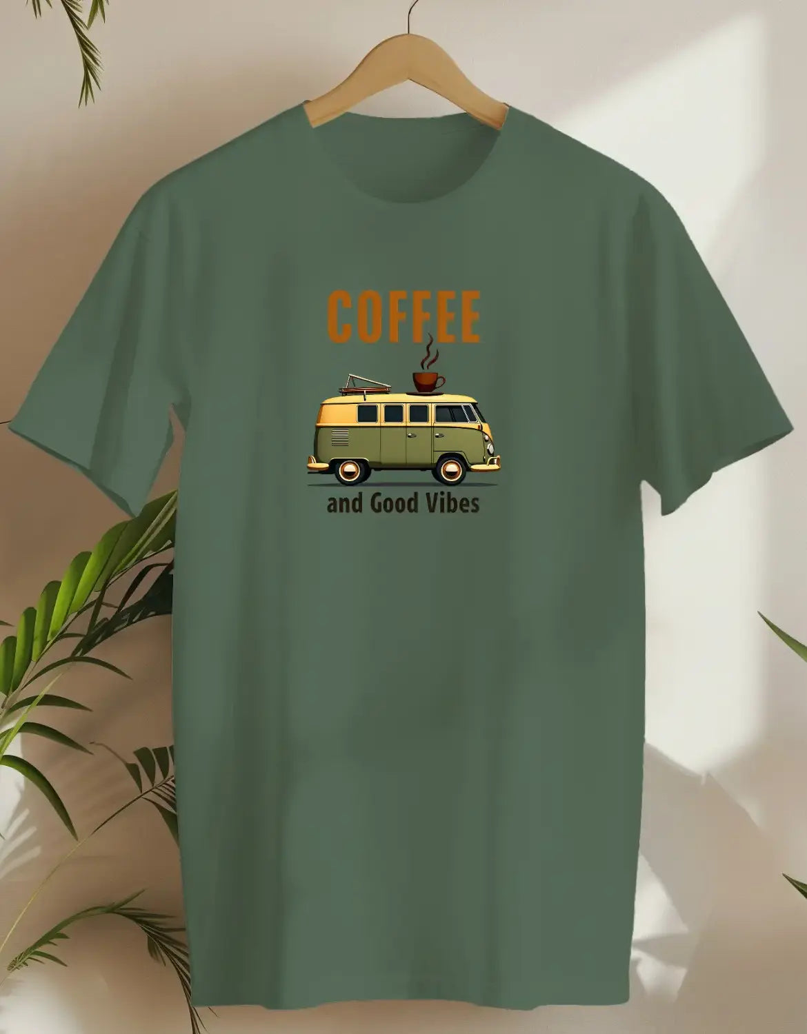 Coffee And Good Vibes Van 2-T-shirt-Military Green-AMCC.STORE