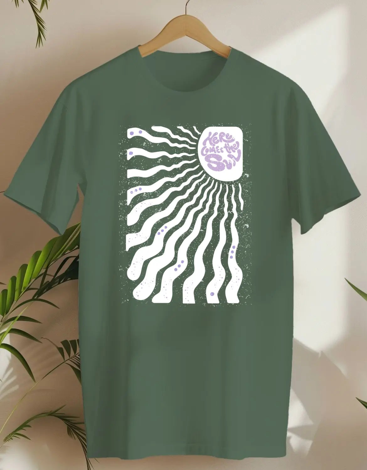 Here Comes The Sun White-T-shirt-Military Green-AMCC.STORE
