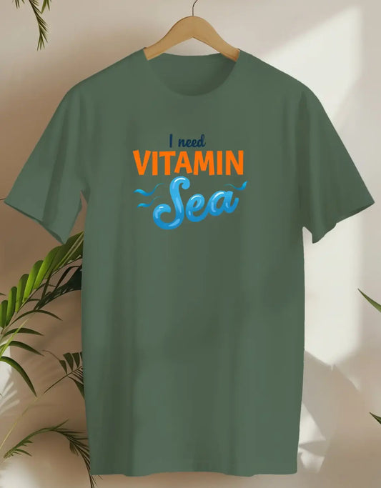 I Need Vitamin Sea 2-T-shirt-Military Green-AMCC.STORE