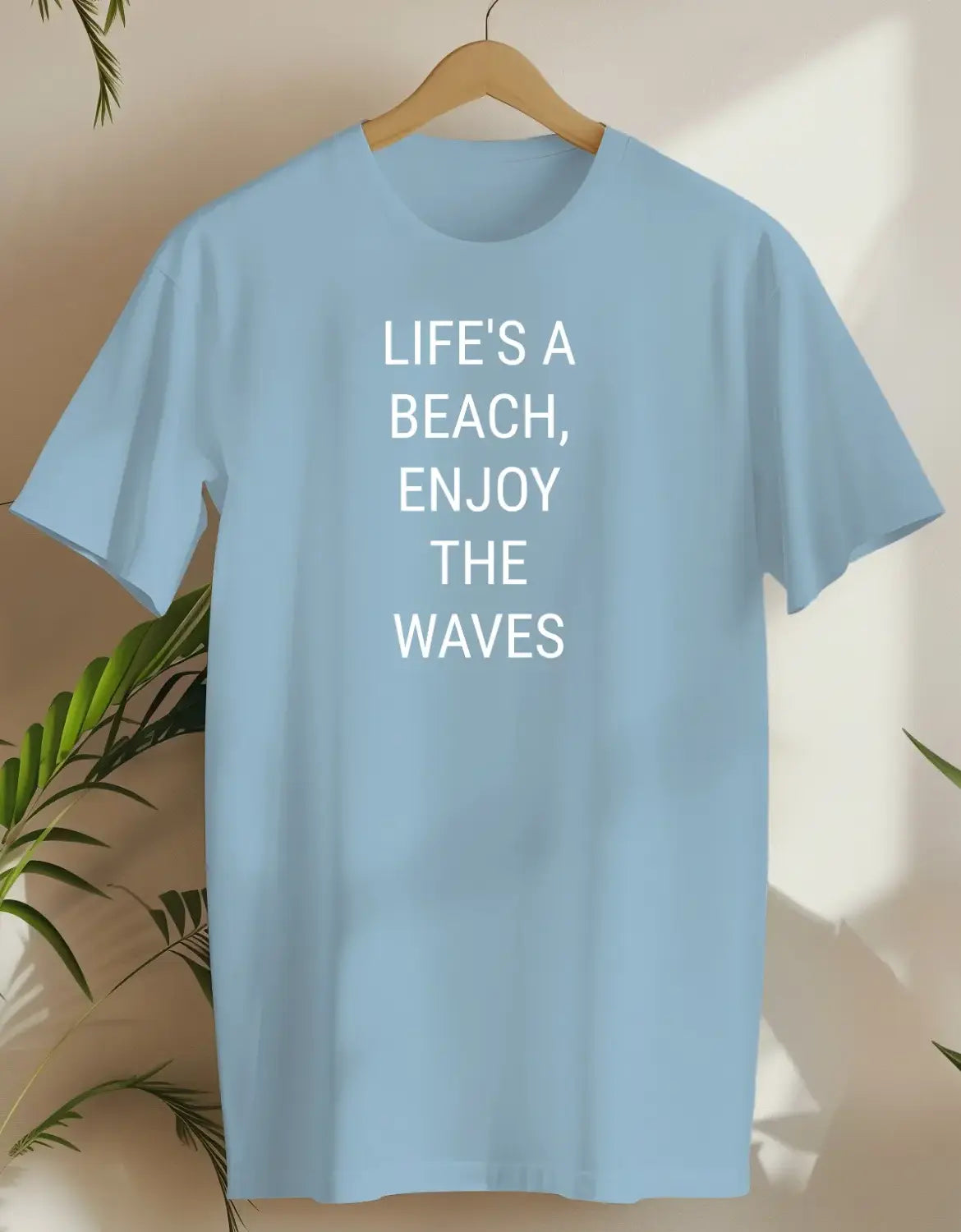 Life'S A Beach, Enjoy The Waves-T-shirt-Light Blue-AMCC.STORE