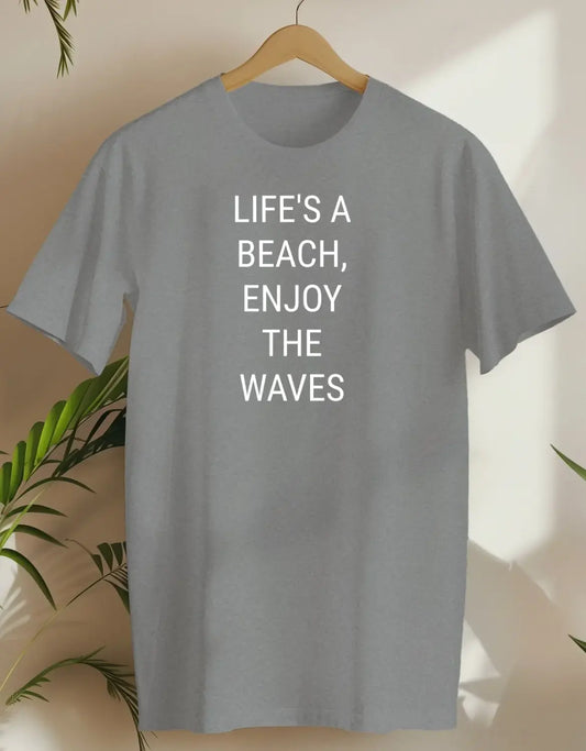 Life'S A Beach, Enjoy The Waves-T-shirt-Rs Sport Grey-AMCC.STORE