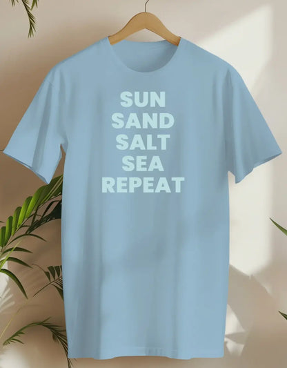 Sun Sand Salt Sea Repeat-T-shirt-Light Blue-AMCC.STORE