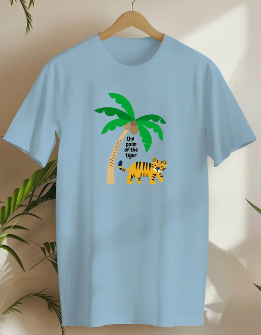The Palm Of The Tiger-T-shirt-Light Blue-AMCC.STORE