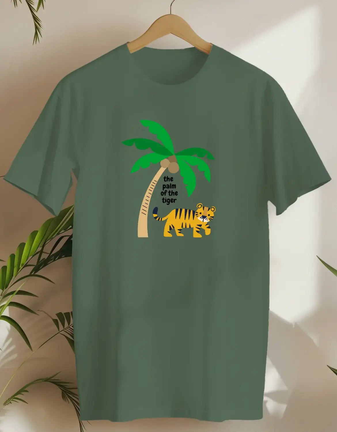 The Palm Of The Tiger-T-shirt-Military Green-AMCC.STORE