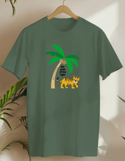 The Palm Of The Tiger-T-shirt-Military Green-AMCC.STORE